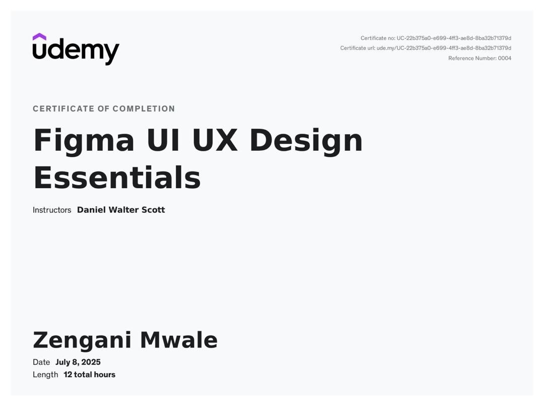 Figma UI UX Design Essentials certificate