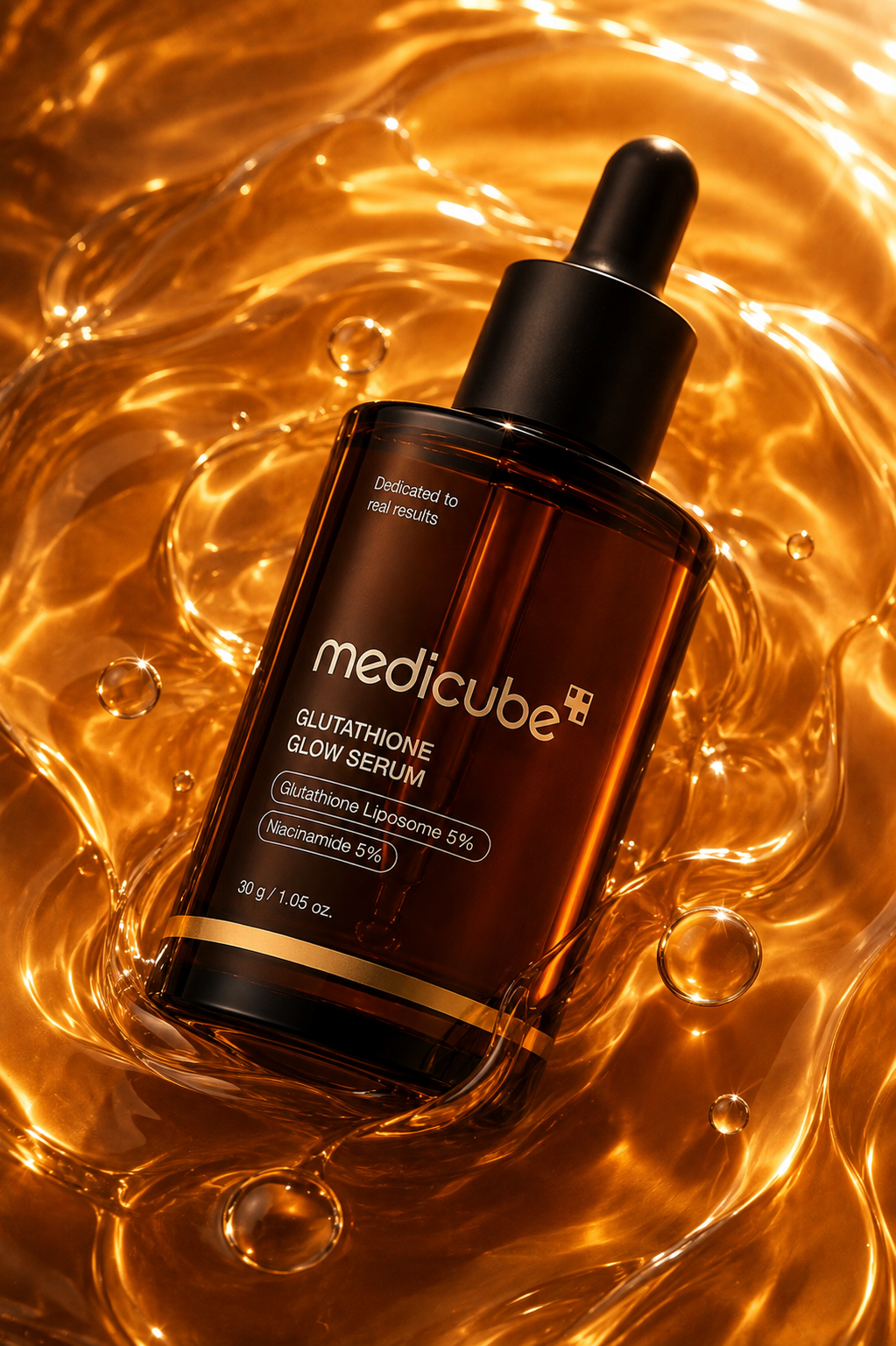 Medicube serum in golden ripples