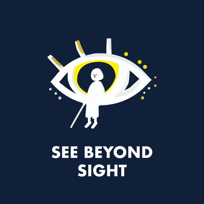 See Beyond Sight logo on navy