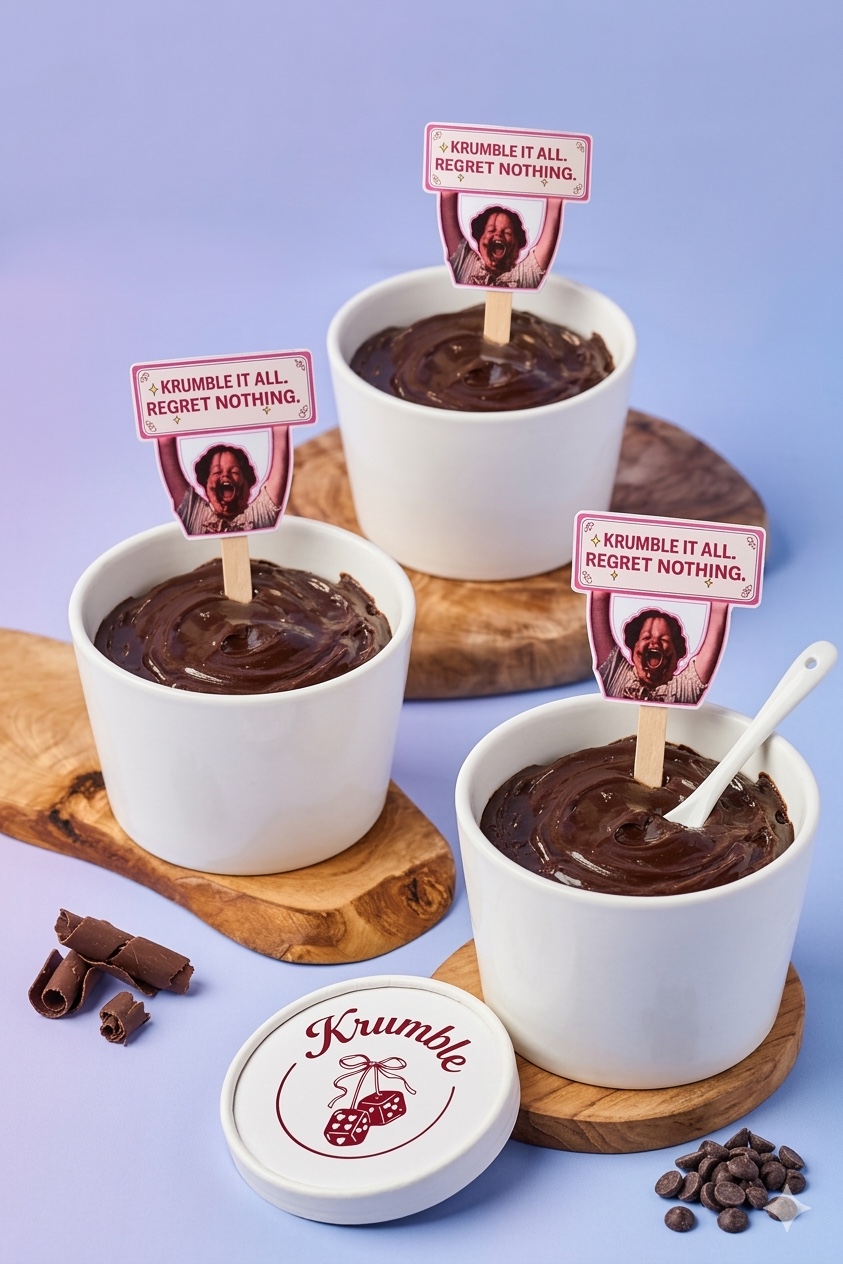 Original Krumble brownie cups with campaign signs