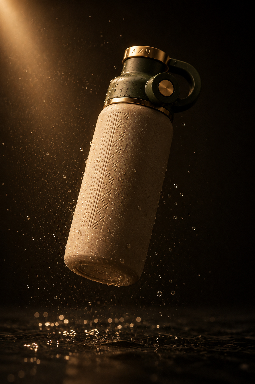 AZU bottle with water droplets